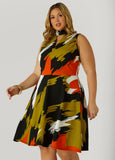 Cutout Brushstroke A Line Dress