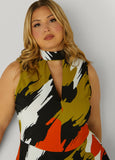 Cutout Brushstroke A Line Dress