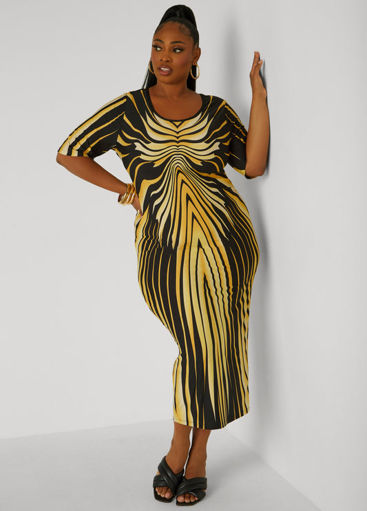 Plus Size Printed Maxi T Shirt Dress