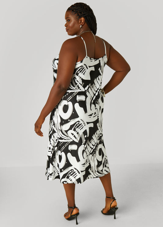 Graffiti Print Slip Dress