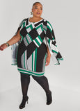 Cape Effect Geo Print Dress
