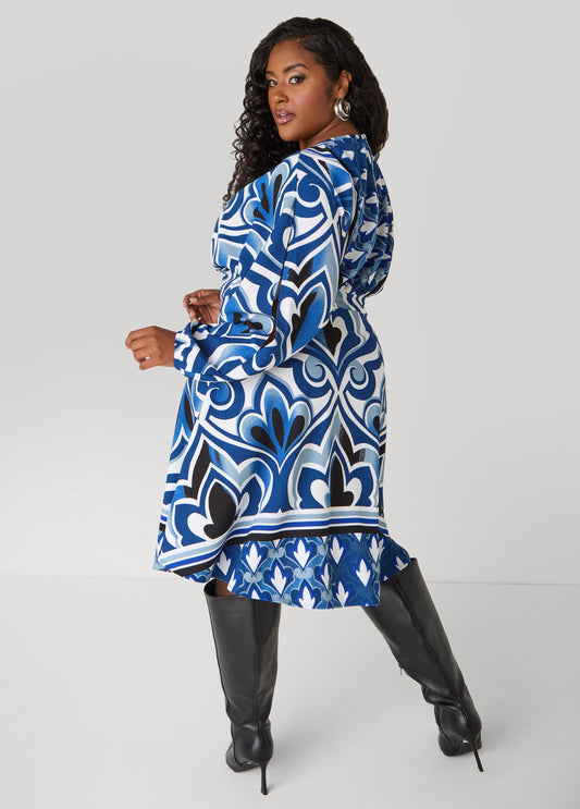 Cutout Floral A Line Dress