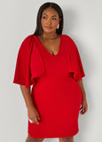 Cape Effect Textured Sheath Dress