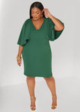 Cape Effect Textured Sheath Dress
