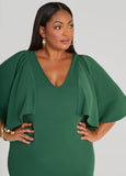 Cape Effect Textured Sheath Dress