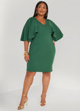 Cape Effect Textured Sheath Dress
