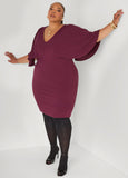 Cape Effect Textured Sheath Dress