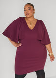 Cape Effect Textured Sheath Dress