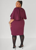 Cape Effect Textured Sheath Dress