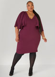 Cape Effect Textured Sheath Dress
