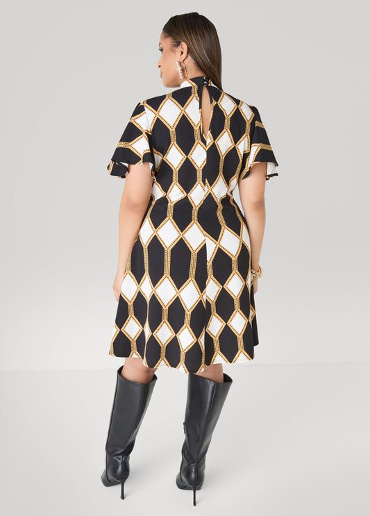 Diamond Print A Line Dress