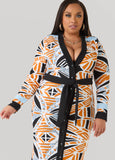 Abstract Print Cardigan Dress
