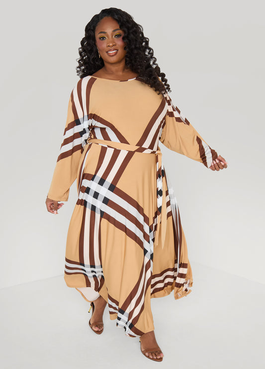 Plaid A Line Maxi Dress