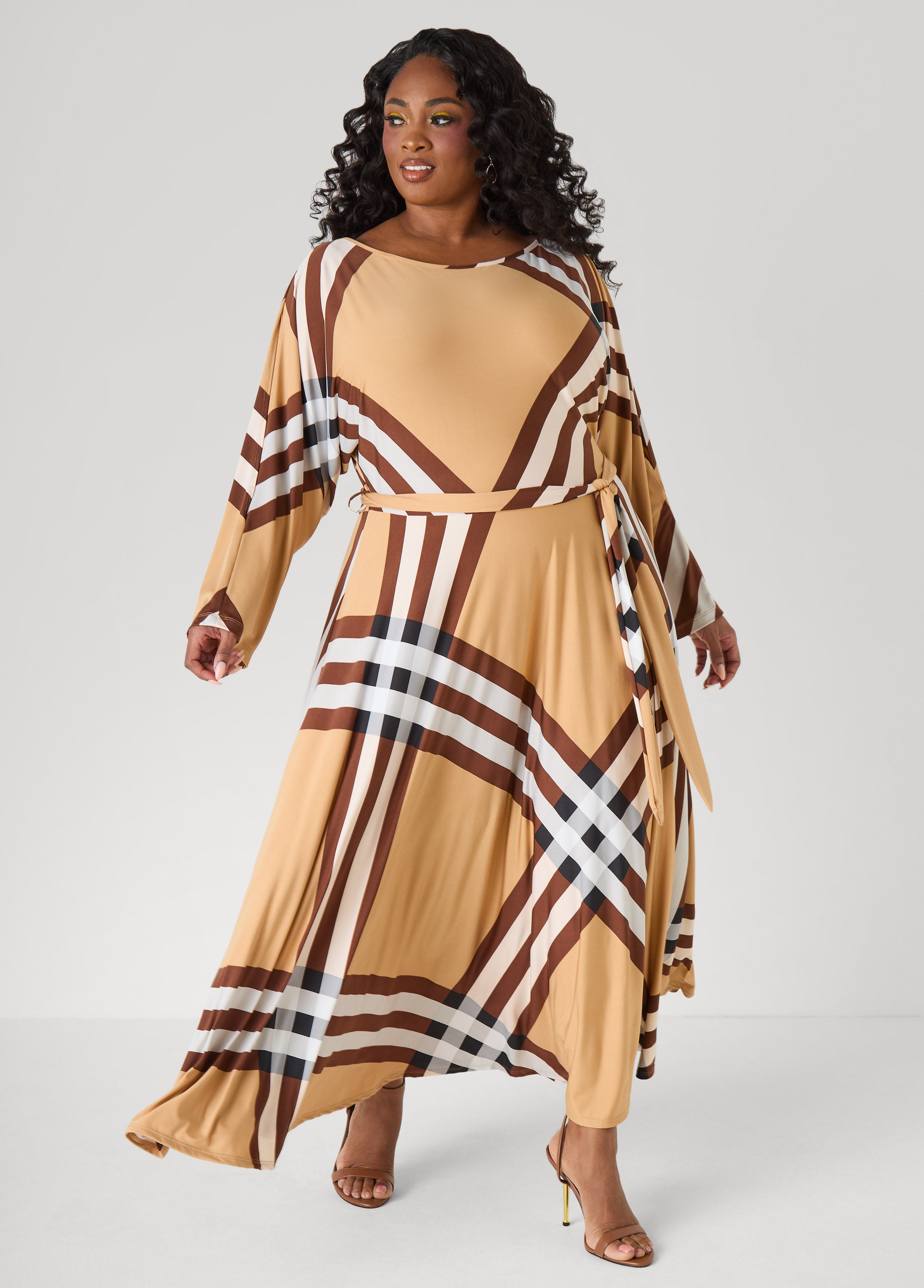 Plaid A Line Maxi Dress