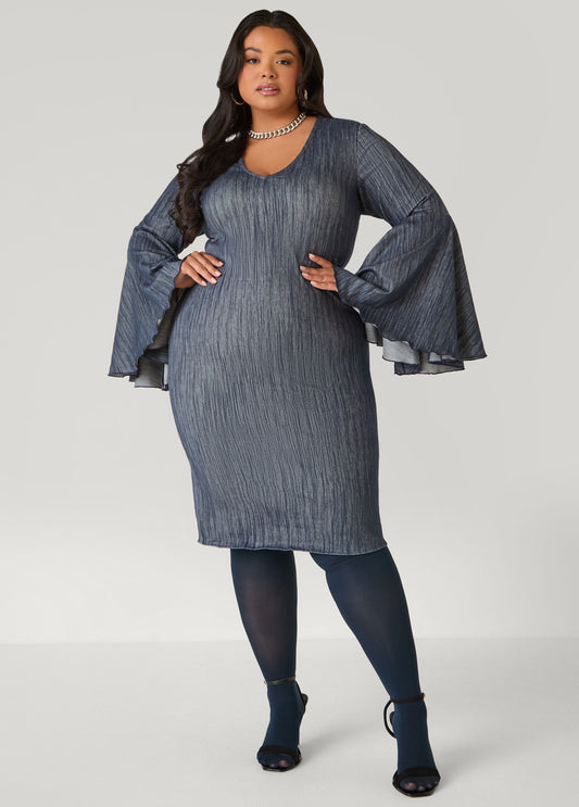 Textured Denim Sheath Dress
