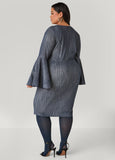 Textured Denim Sheath Dress
