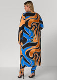 Abstract Print Open Front Duster