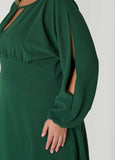 Split Sleeve Textured A Line Dress