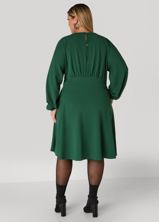 Split Sleeve Textured A Line Dress