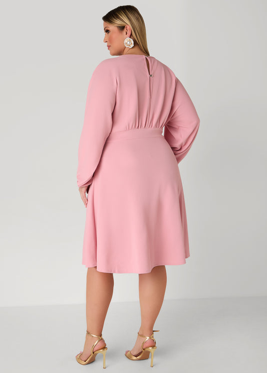 Split Sleeve Textured A Line Dress