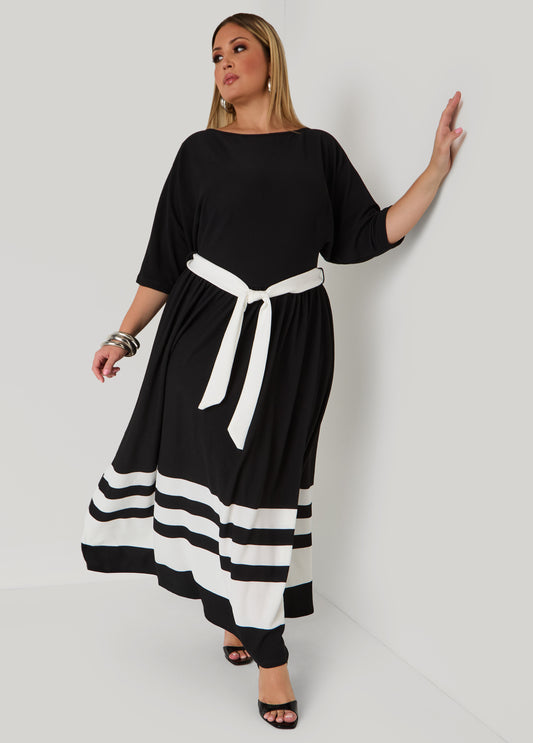 Striped A Line Maxi Dress
