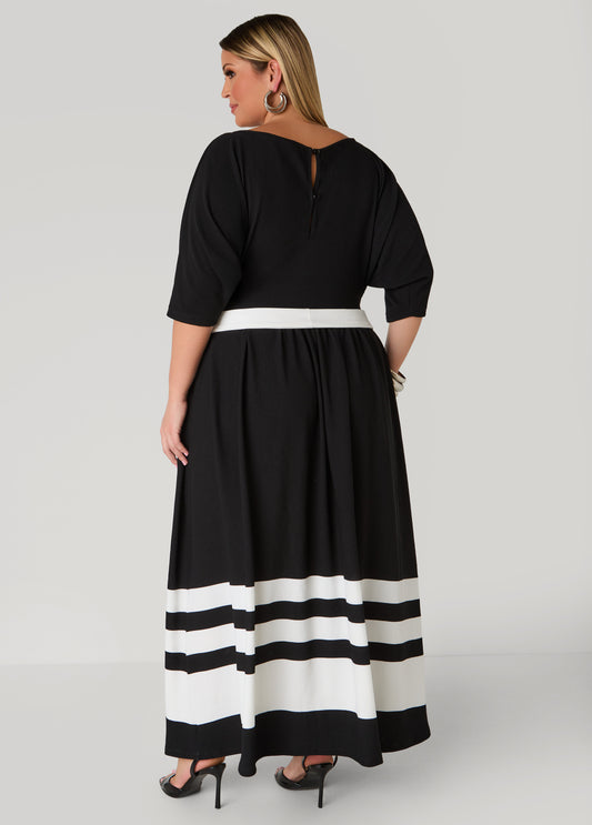 Striped A Line Maxi Dress