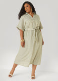 Collared Shirtdress with Tie Waist