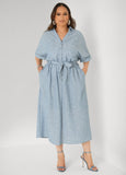 Collared Shirtdress with Tie Waist