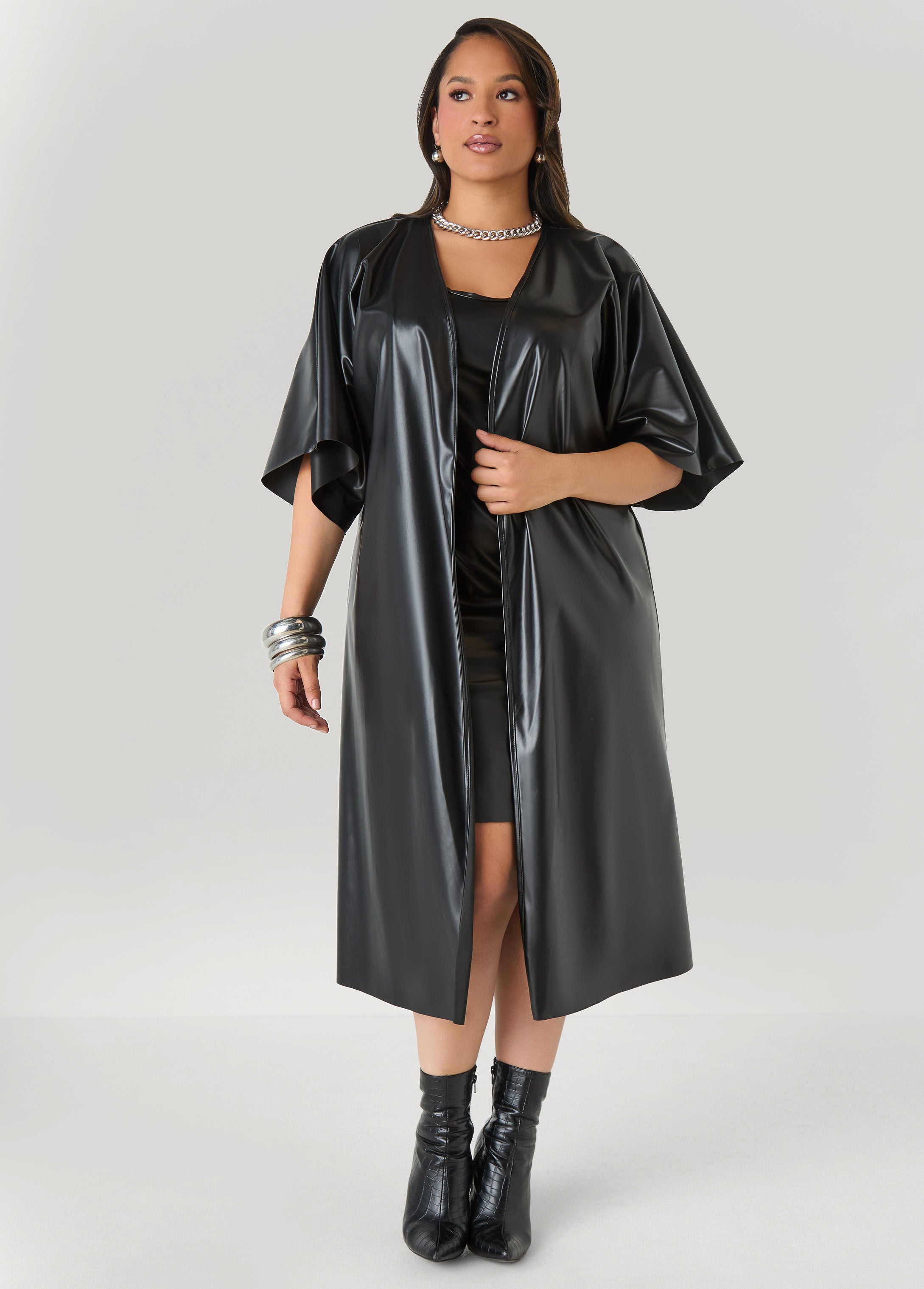 Faux Leather Duster