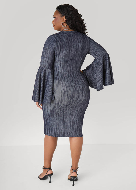 Textured Denim Sheath Dress