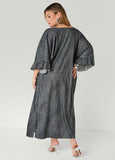 Ruffled Textured Denim Duster