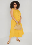 Pleated Woven Maxi Shirtdress