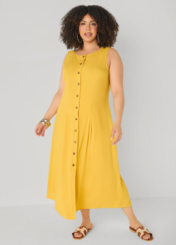 L'or ロル かじまり Pleats Shirt Dress Pleated Woven Maxi Shirtdress – Ashley Stewart
