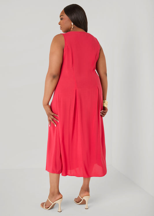 Pleated Maxi Shirtdress