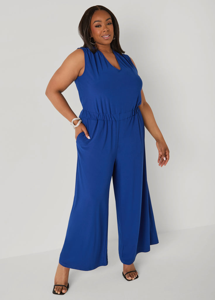 Wide Leg Tie Back Jumpsuit – Ashley Stewart