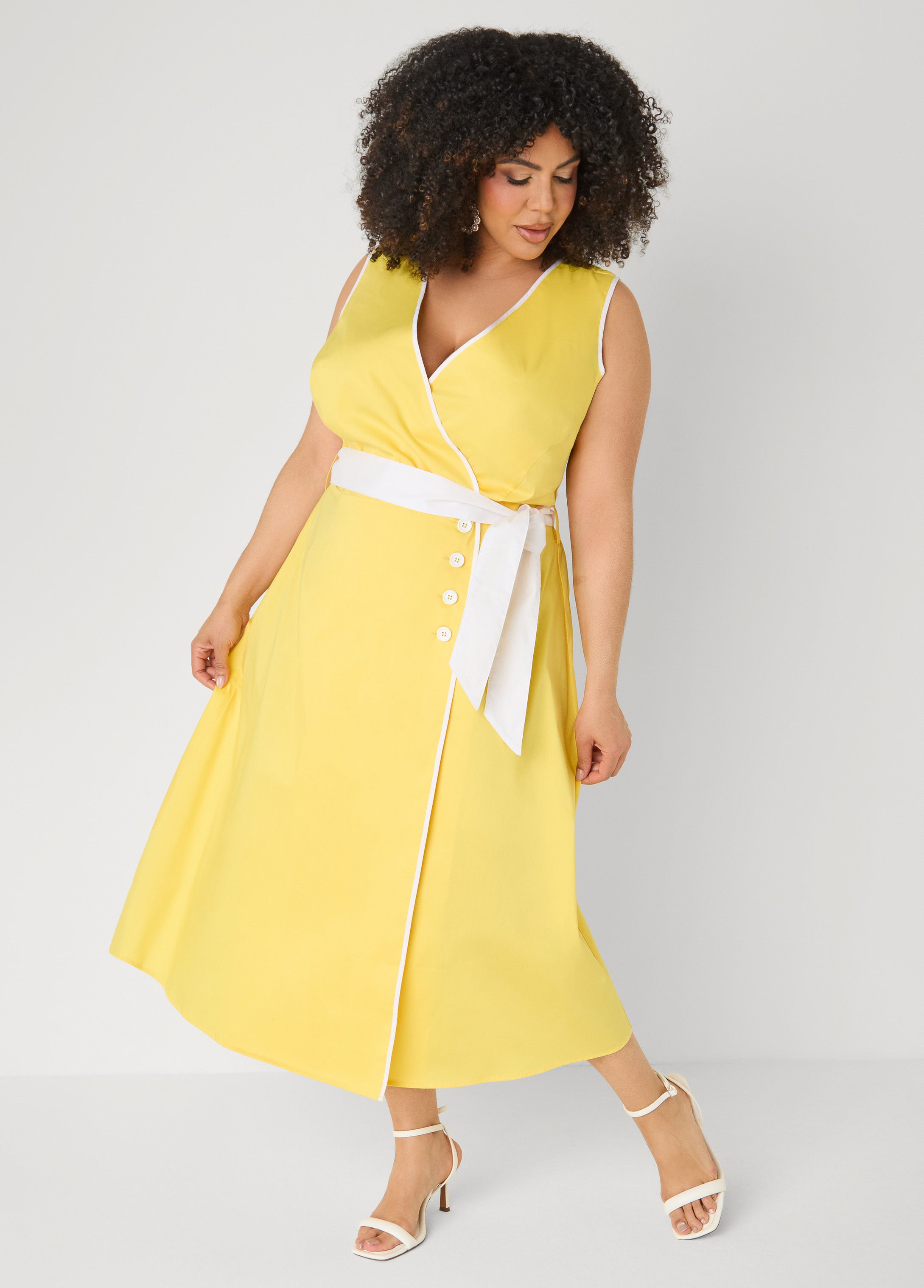 Cotton Blend Wrap Dress