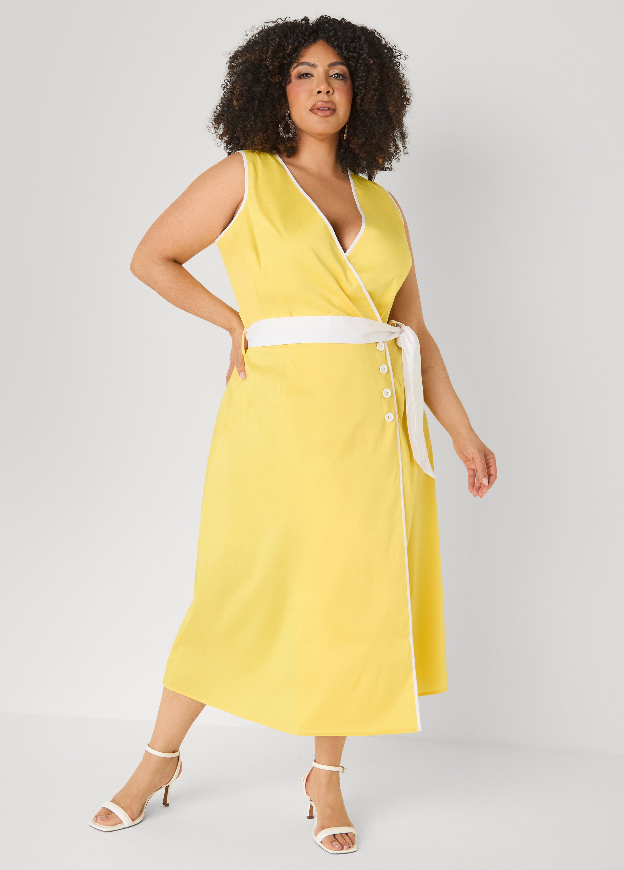 Cotton Blend Wrap Dress