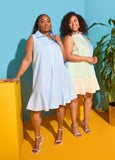 Flounced Colorblock Shirtdress
