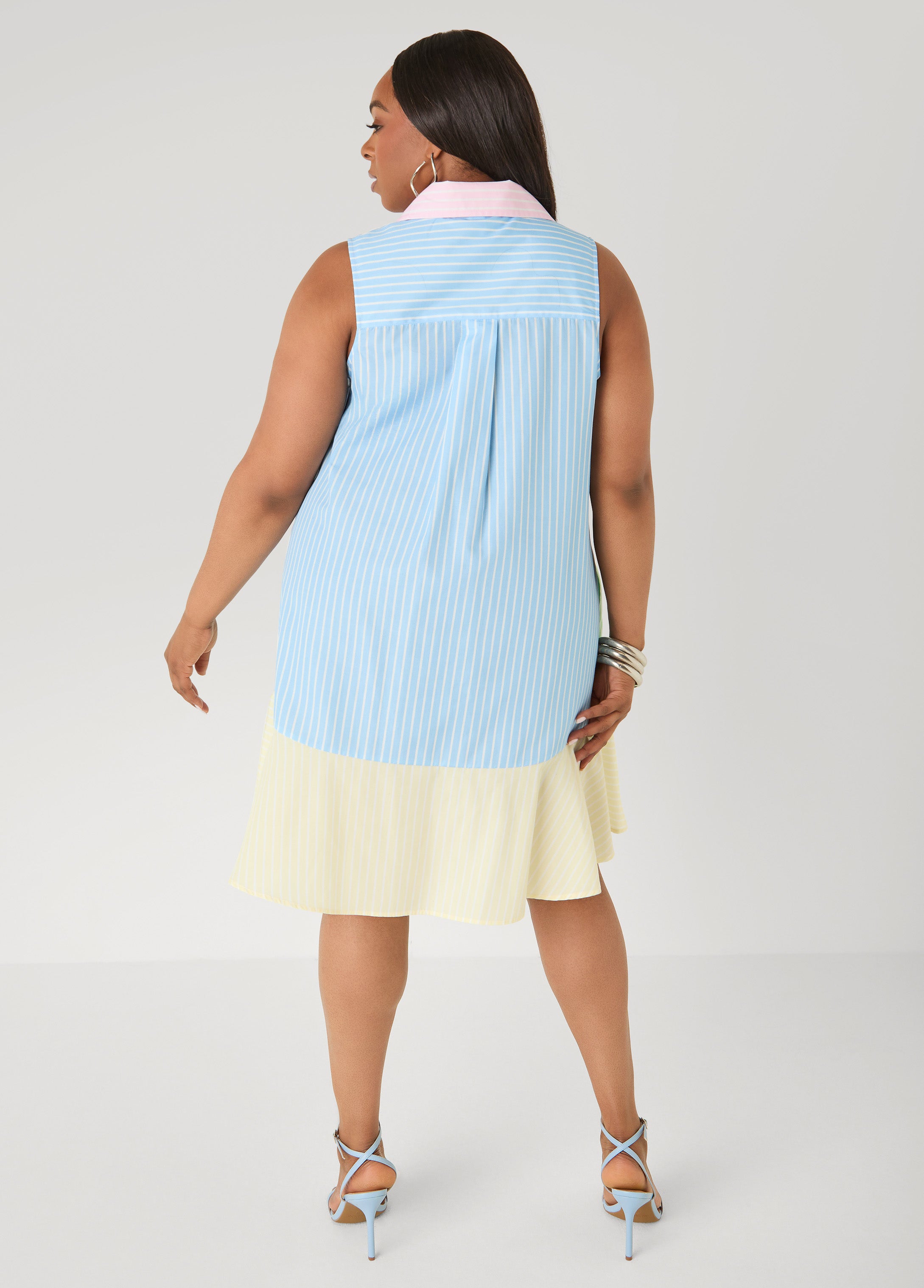 Flounced Colorblock Shirtdress