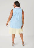 Flounced Colorblock Shirtdress