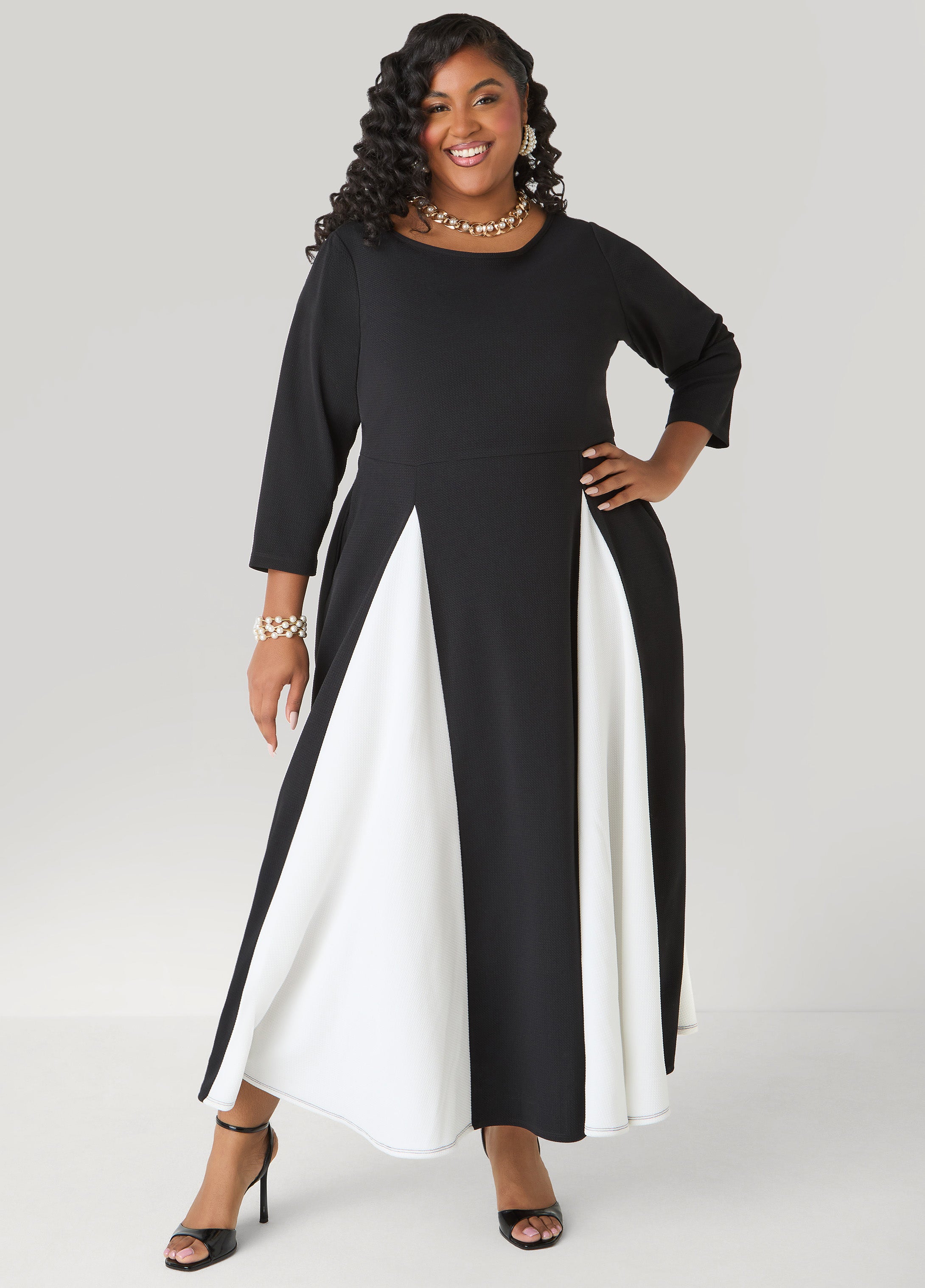 Two Tone A Line Maxi Dress