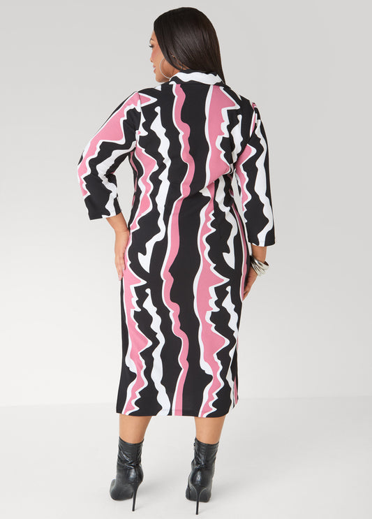 Wavy Print Midaxi Dress