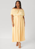Off The Shoulder Satin Maxi Dress