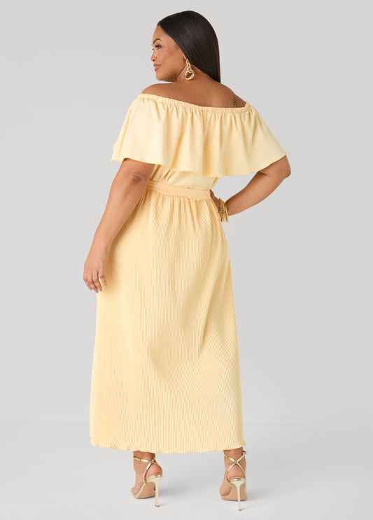 Off The Shoulder Satin Maxi Dress