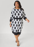 Printed Textured Sheath Dress