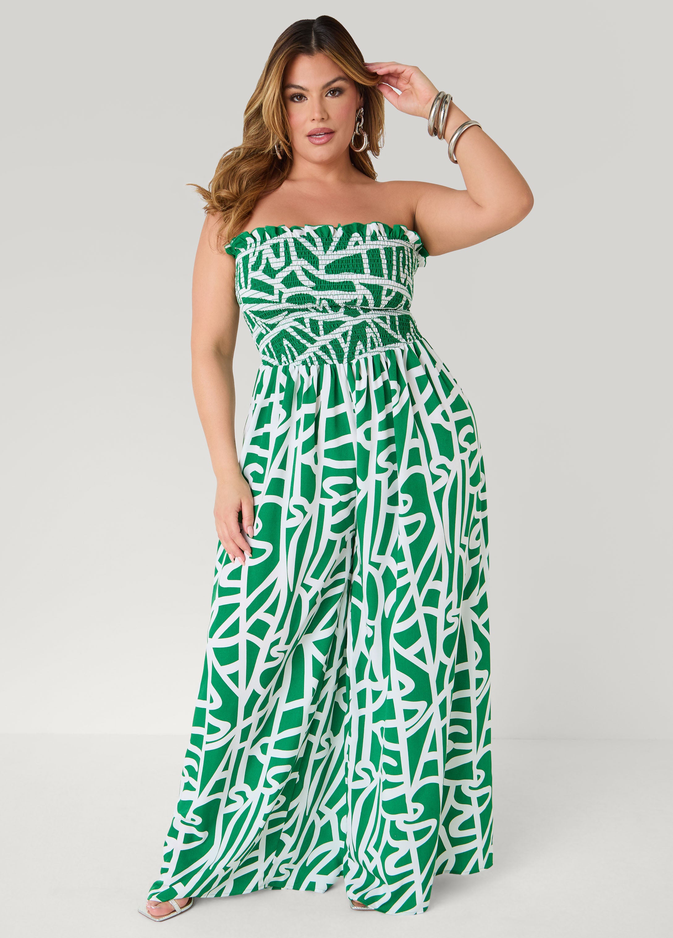 Strapless Abstract Print Jumpsuit