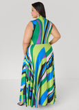 Faux Wrap Striped Maxi Dress