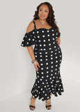 Cold Shoulder Polka Dot Dress