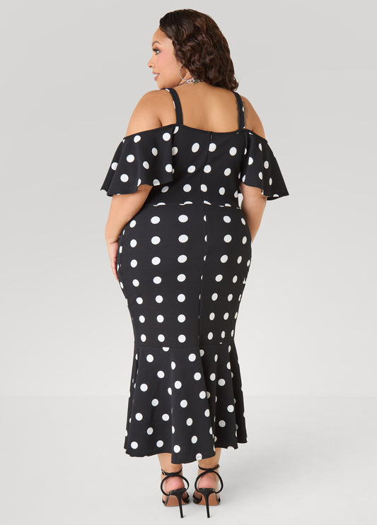 Cold Shoulder Polka Dot Dress
