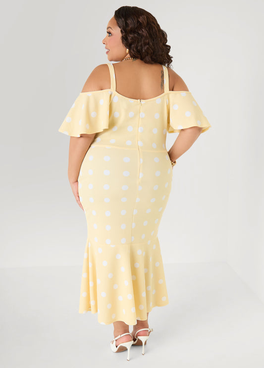 Cold Shoulder Polka Dot Dress